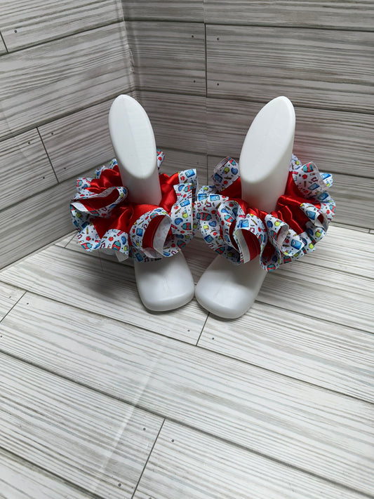 Back-To-School Red - Detachable Ruffle Anklets